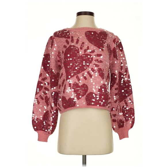 Farm Rio Heart Sequin Crewneck Sweater - Picture 2 of 6